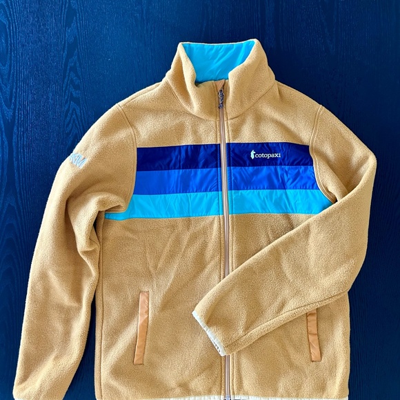 Mint condition Cotopaxi Mustard Fleece Jacket with Blue Stripes - Picture 1 of 7